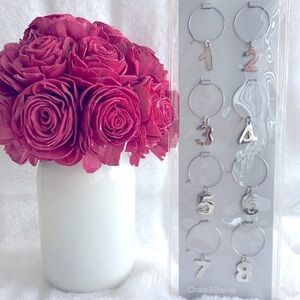 Create&Barrel Numeric 1-8 Silver Wine Charms Set of 8 New